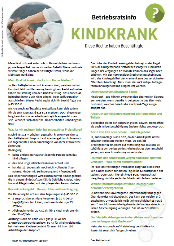 Kindkrank – Diese Rechte haben Beschäftigte