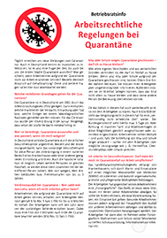 Musteraushang für Betriebsräte und Personalräte, arbeitsrechtliche Regelungen bei Quarantäne
