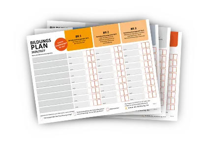 Wir stellen Ihnen unseren vorgefertigten Bildungsplan zum Ausdrucken zur Verfügung. Laden Sie sich hier die PDF im A4 Format herunter und haben Sie so immer im Blick, welches Mitglied des Betriebsrats welche Schulung besuchen wird. So verpassen Sie keine wichtige Schulungsmaßnahme.