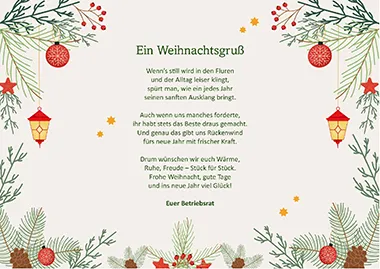 Weihnachtsgrüße als Vorlage für Betriebsrat und Personalrat 1 Weihnachtsaushang Weihnachtsgruß 2025 für Betriebsräte und Personalräte Zeichnung Sterne Tannen