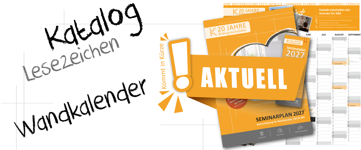 Seminarplan 2027 für BR, JAV, SBV, Lesezeichen, Wandkalender